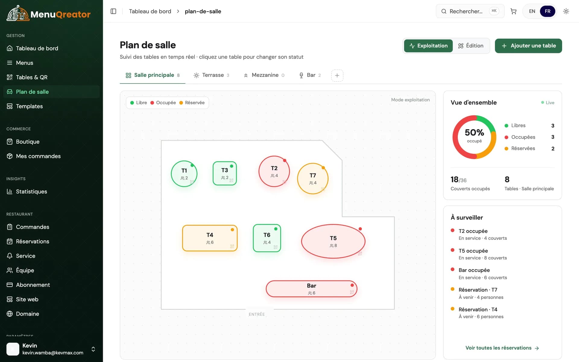 Plan de salle